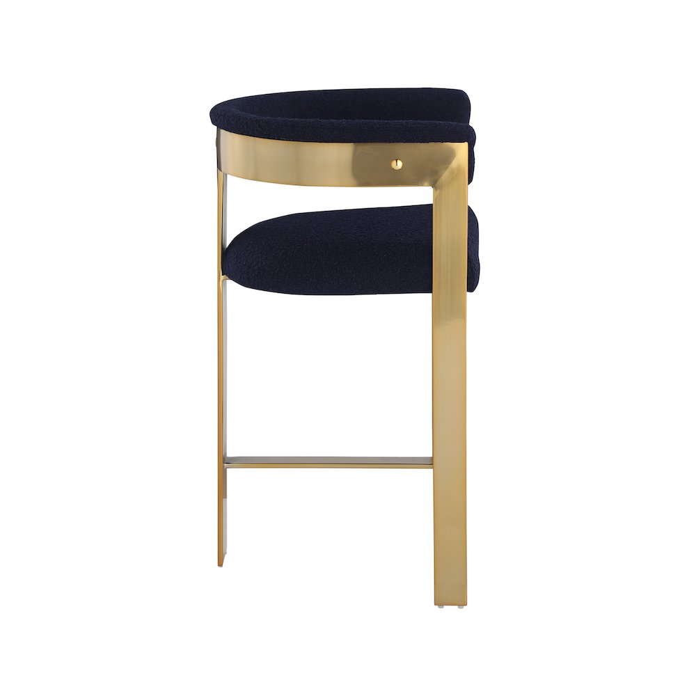 Romeo Navy Boucle Fabric Counter Stool, Set of 2. Picture 4