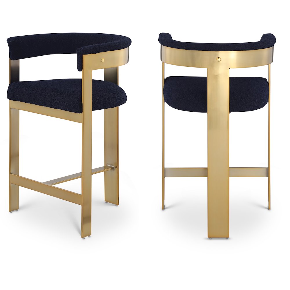 Romeo Navy Boucle Fabric Counter Stool, Set of 2. Picture 1