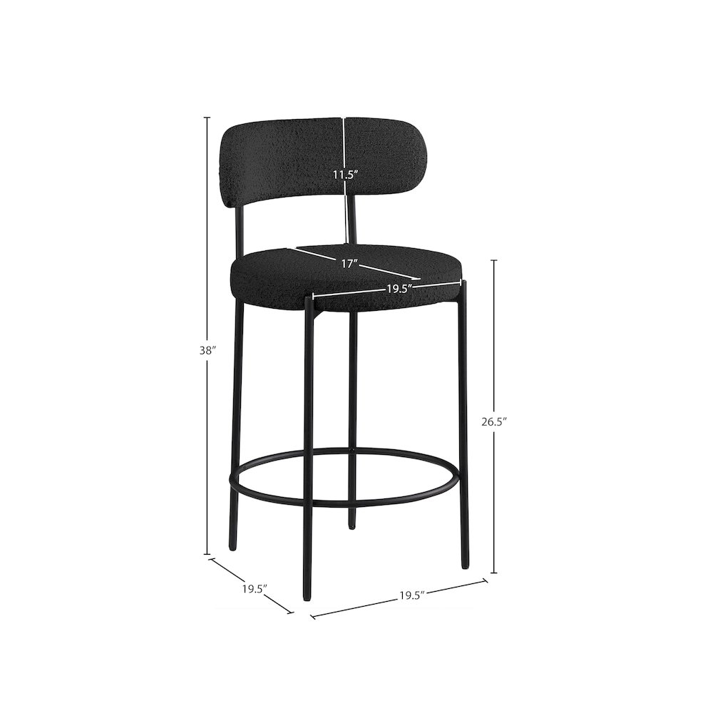 Beacon Black Boucle Fabric Stool, Set of 2. Picture 7