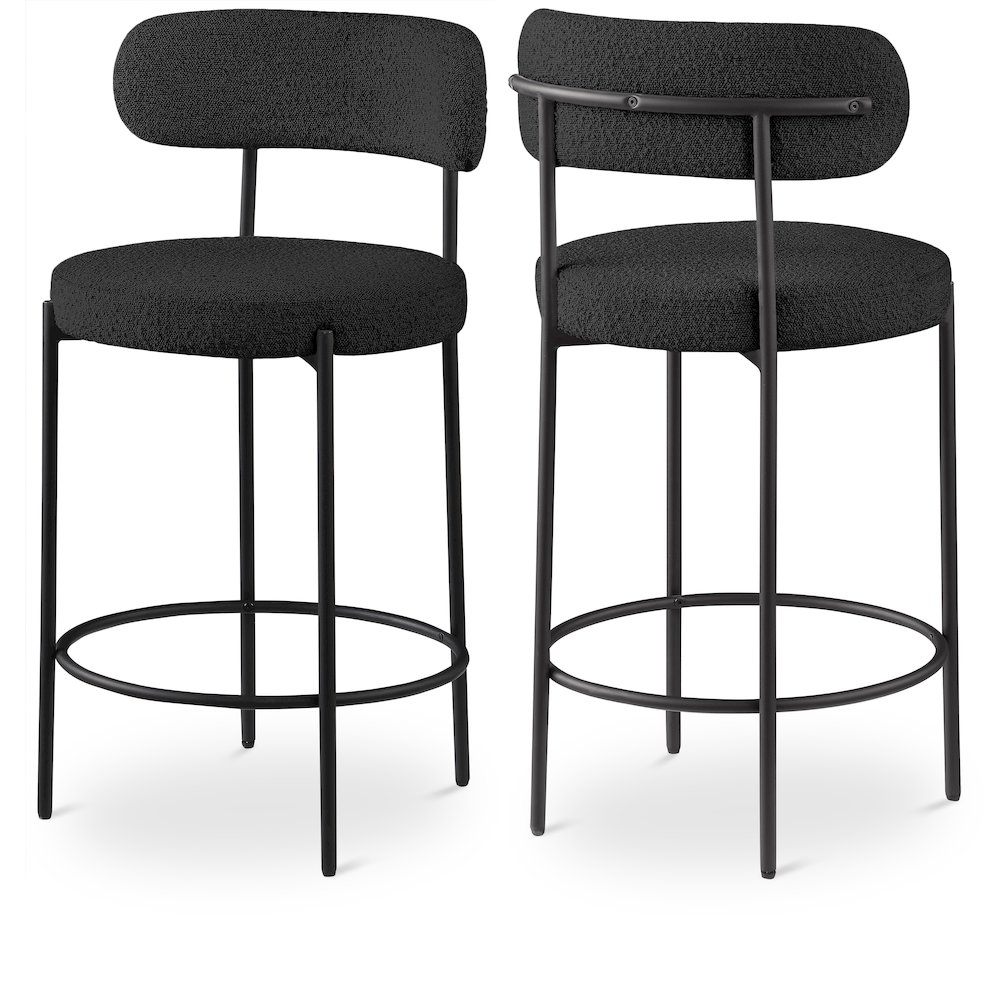 Beacon Black Boucle Fabric Stool, Set of 2. Picture 1