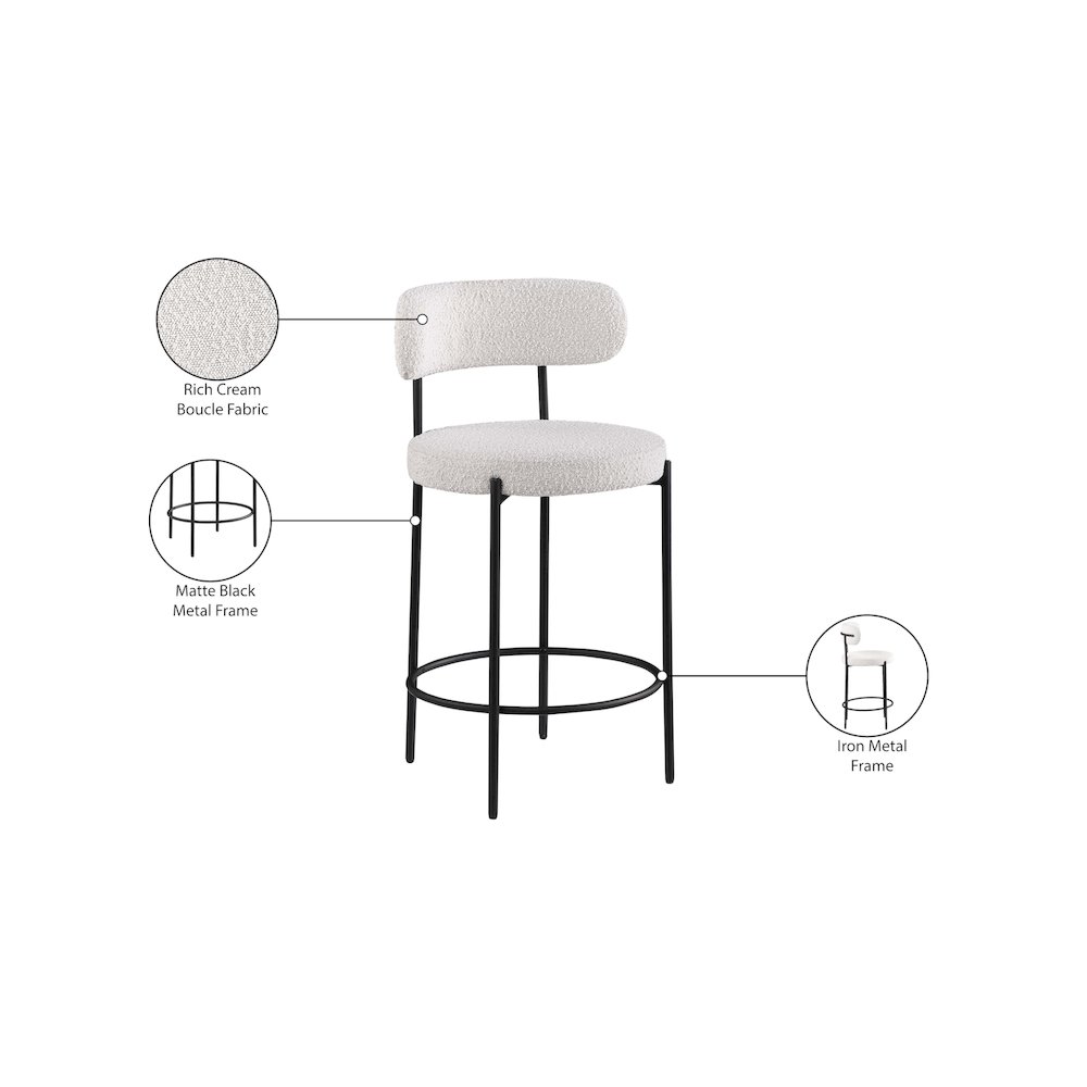 Beacon Cream Boucle Fabric Stool, Set of 2. Picture 8