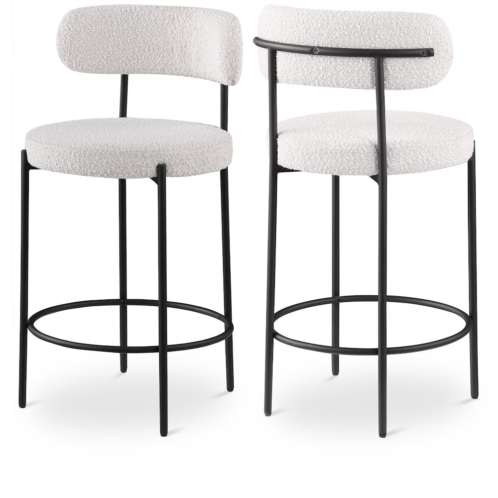 Beacon Cream Boucle Fabric Stool, Set of 2. Picture 1
