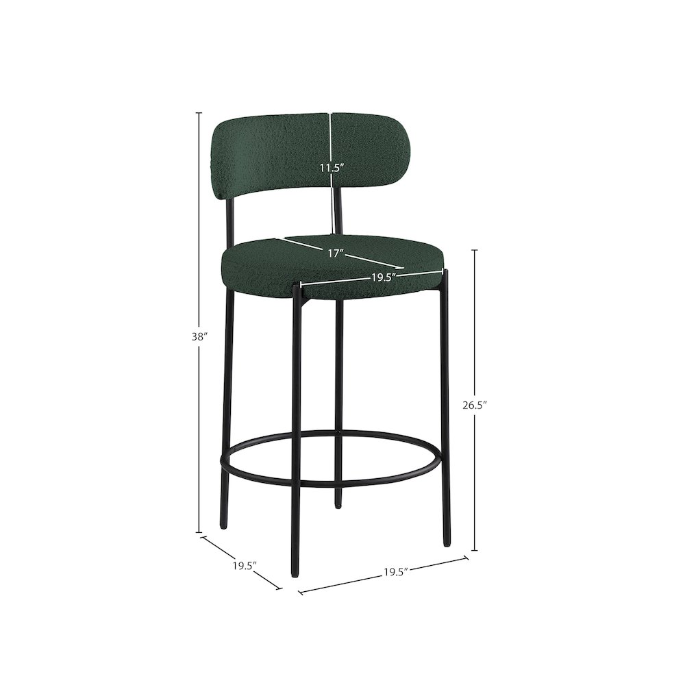Beacon Green Boucle Fabric Stool, Set of 2. Picture 7