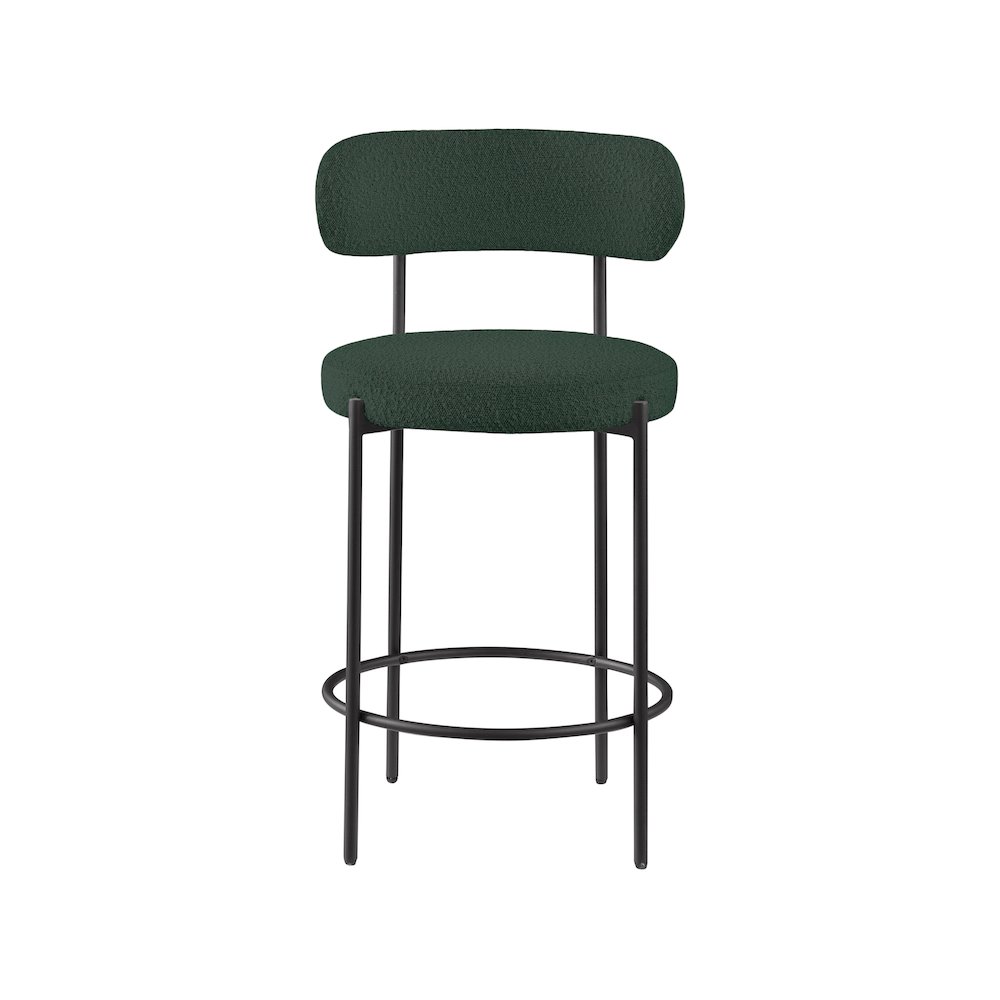 Beacon Green Boucle Fabric Stool, Set of 2. Picture 3