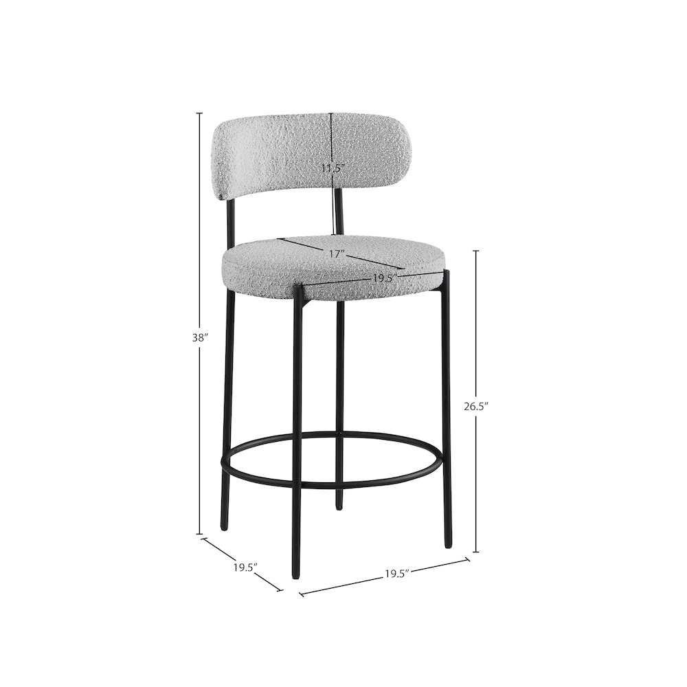 Beacon Grey Boucle Fabric Stool, Set of 2. Picture 7