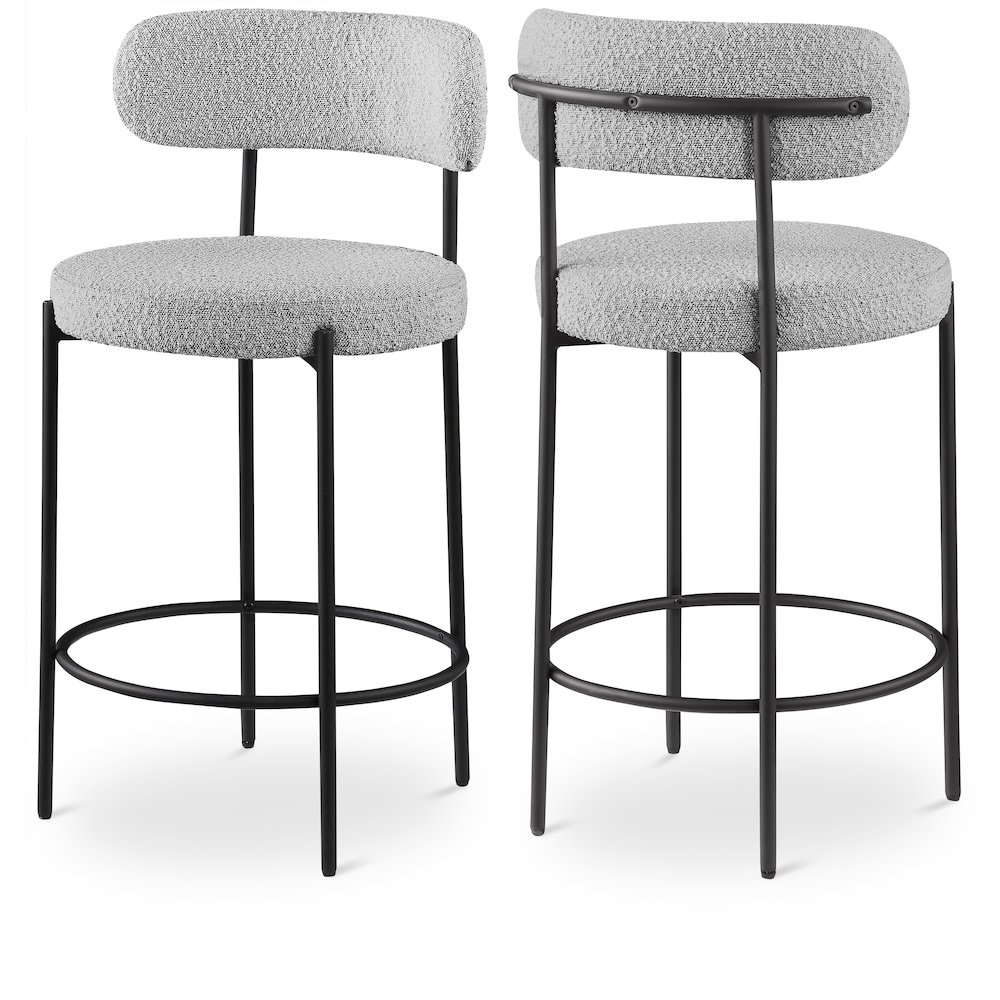 Beacon Grey Boucle Fabric Stool, Set of 2. Picture 1