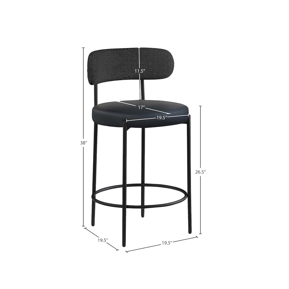 Beacon Black Vegan Leather Seat Stool, Set of 2. Picture 7
