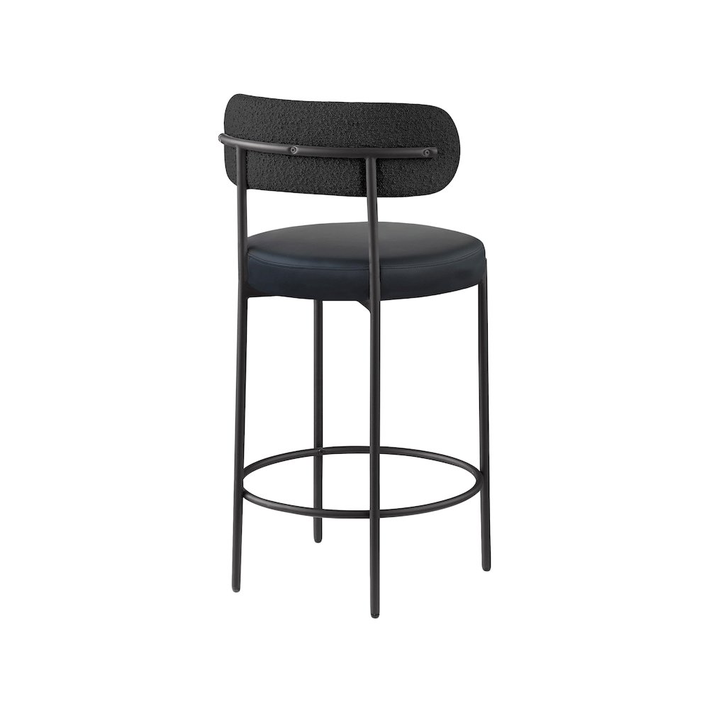 Beacon Black Vegan Leather Seat Stool, Set of 2. Picture 2