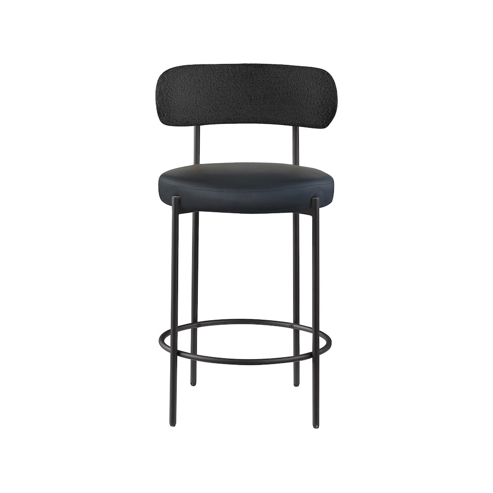 Beacon Black Vegan Leather Seat Stool, Set of 2. Picture 3