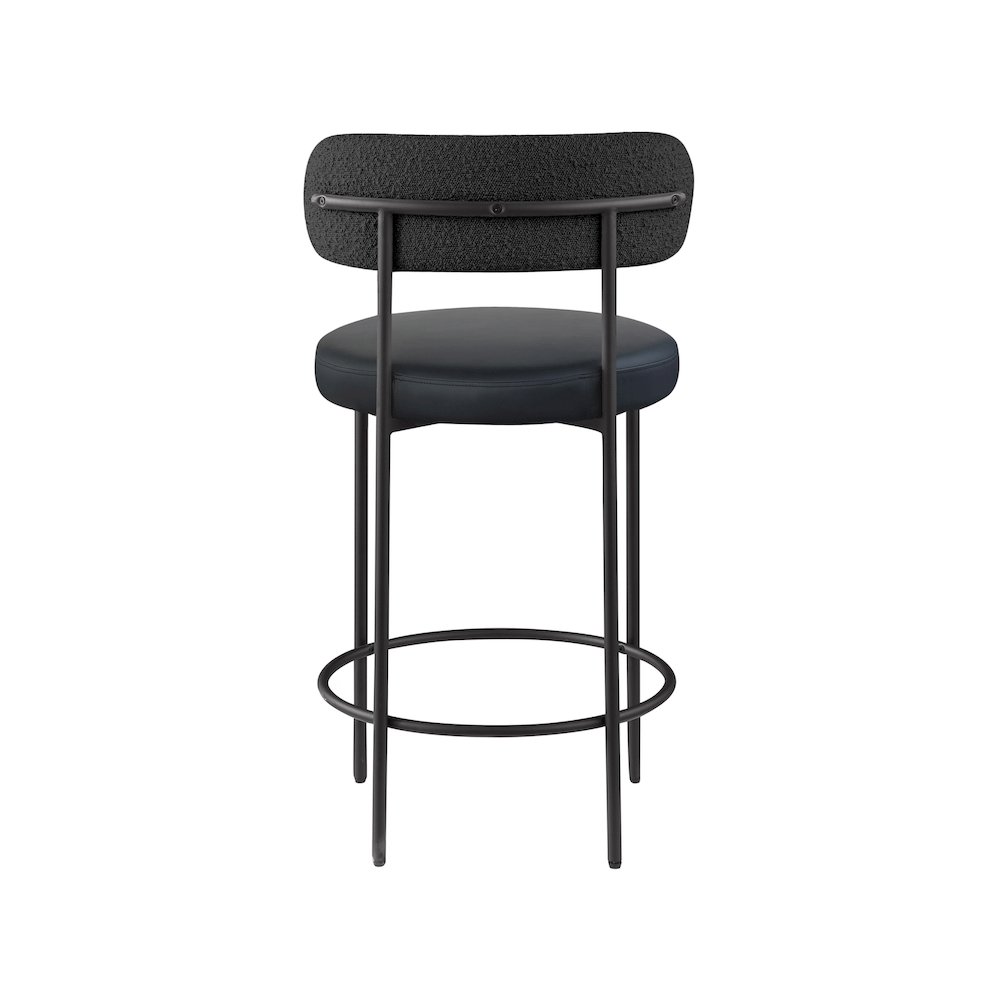 Beacon Black Vegan Leather Seat Stool, Set of 2. Picture 4