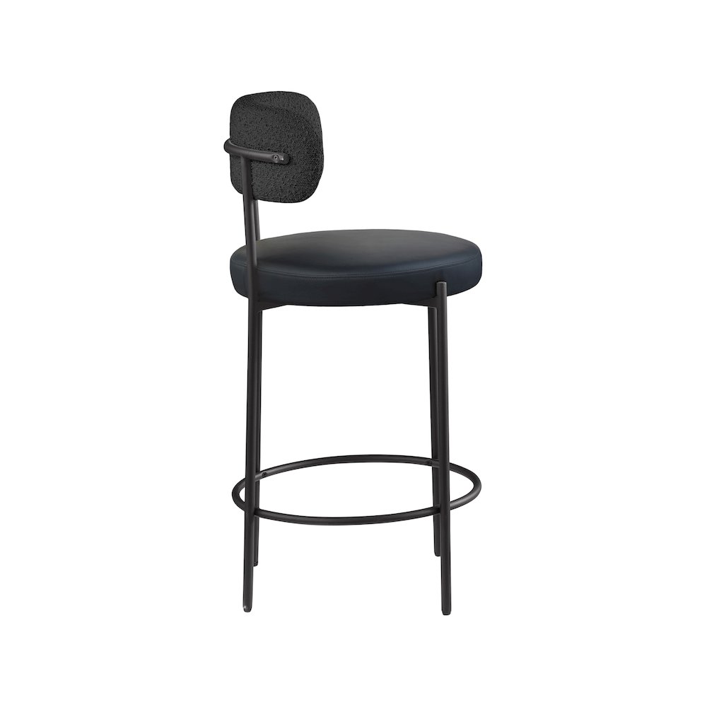 Beacon Black Vegan Leather Seat Stool, Set of 2. Picture 5