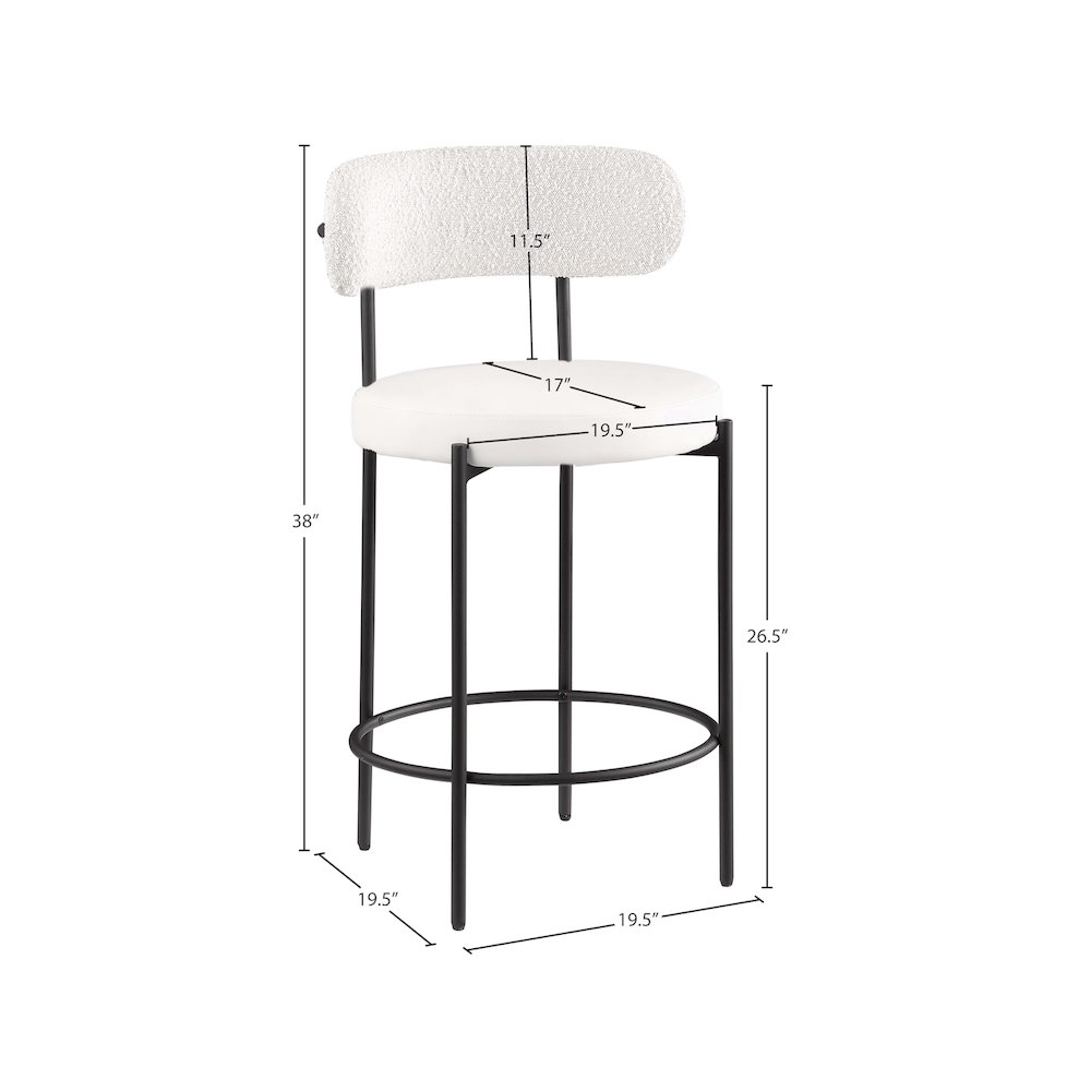 Beacon Cream Vegan Leather Seat Stool, Set of 2. Picture 5