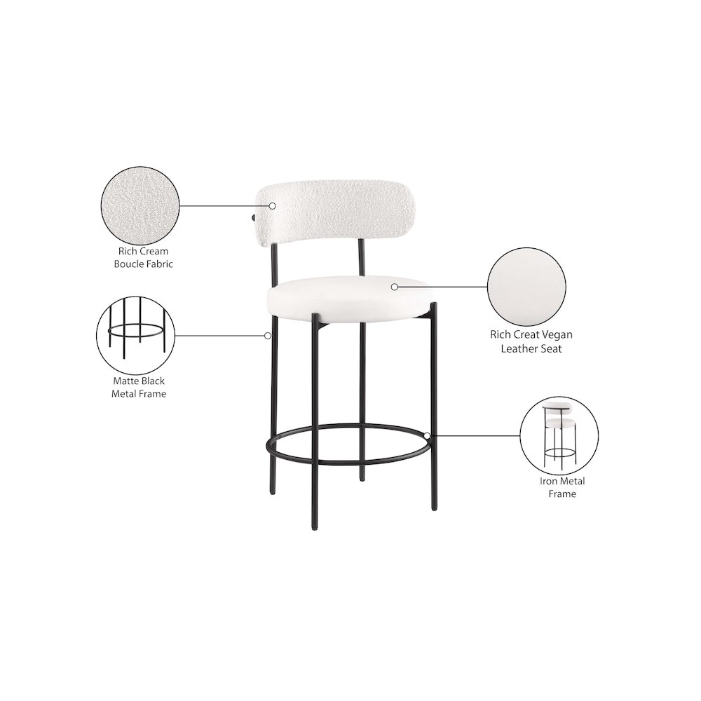 Beacon Cream Vegan Leather Seat Stool, Set of 2. Picture 6