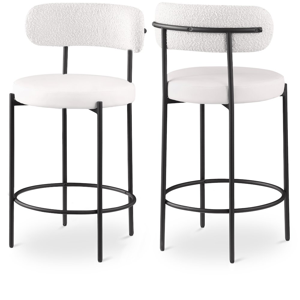 Beacon Cream Vegan Leather Seat Stool, Set of 2. Picture 1