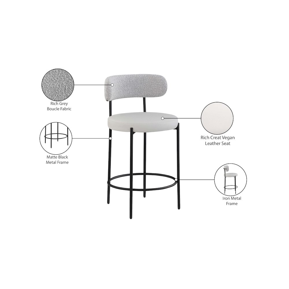 Beacon Taupe Vegan Leather Seat Stool, Set of 2. Picture 8