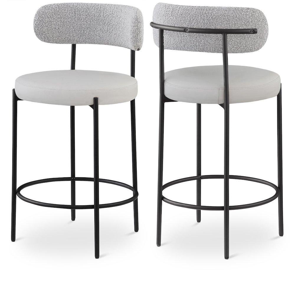 Beacon Taupe Vegan Leather Seat Stool, Set of 2. Picture 1