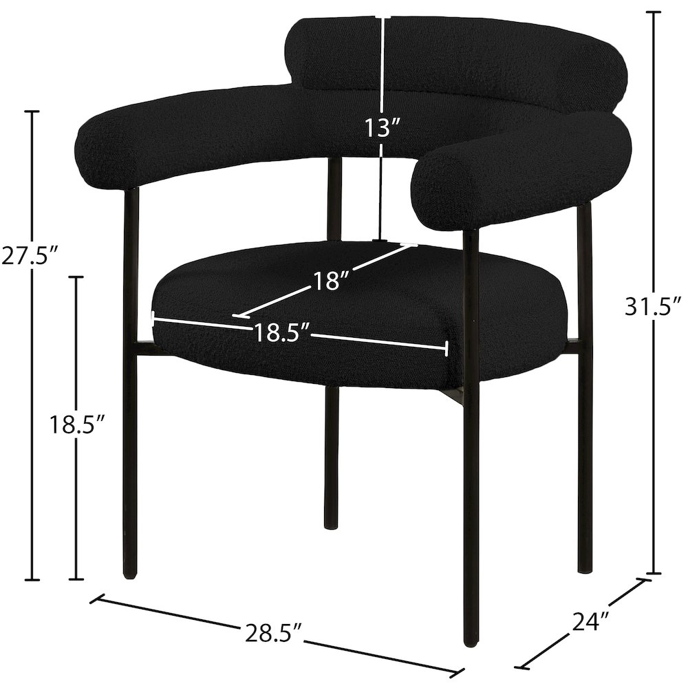 Blake Black Boucle Fabric Dining Chair, Set of 2. Picture 6