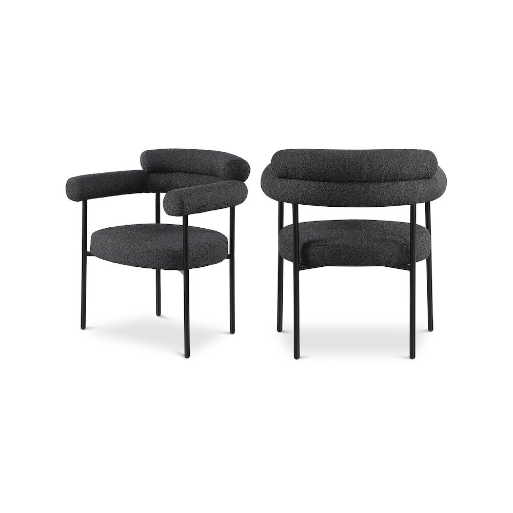 Blake Black Boucle Fabric Dining Chair, Set of 2. Picture 1