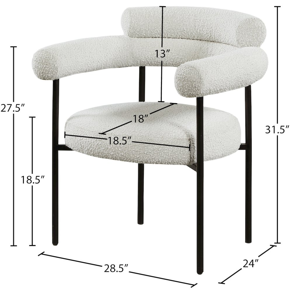 Blake Cream Boucle Fabric Dining Chair, Set of 2. Picture 6