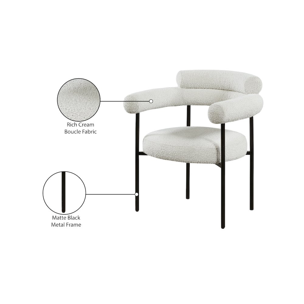 Blake Cream Boucle Fabric Dining Chair, Set of 2. Picture 7