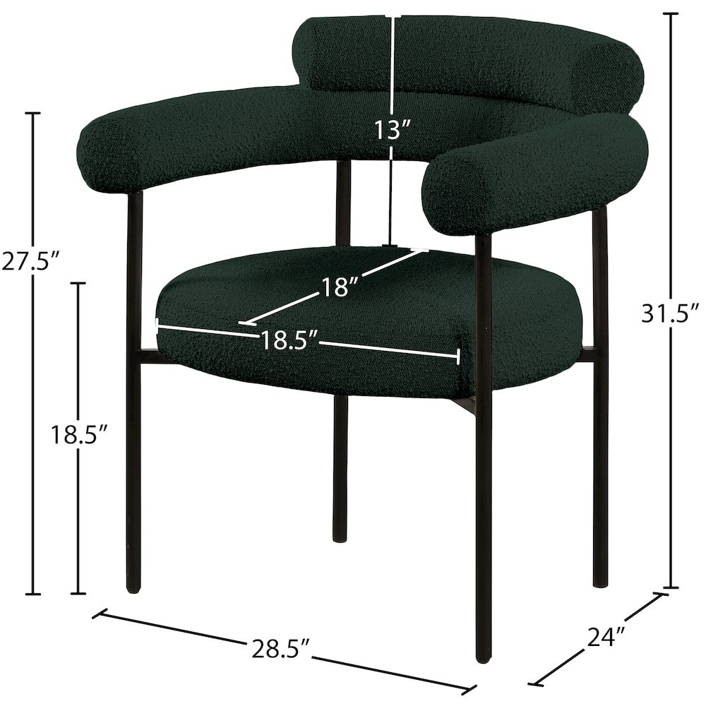 Blake Green Boucle Fabric Dining Chair, Set of 2. Picture 6