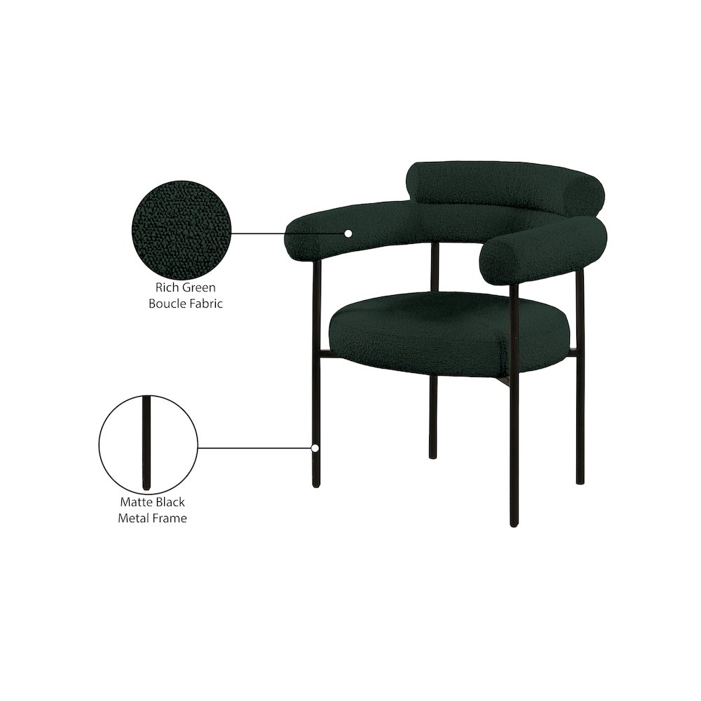 Blake Green Boucle Fabric Dining Chair, Set of 2. Picture 7