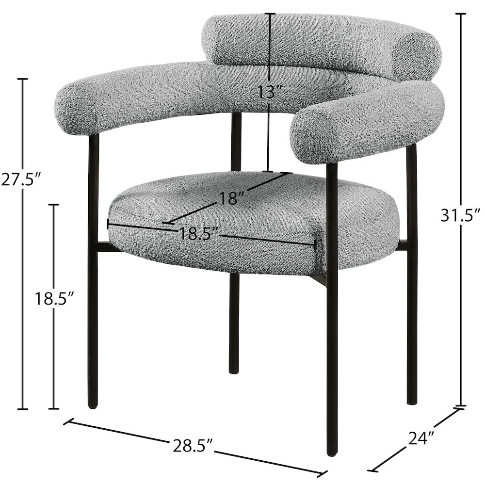 Blake Grey Boucle Fabric Dining Chair, Set of 2. Picture 6