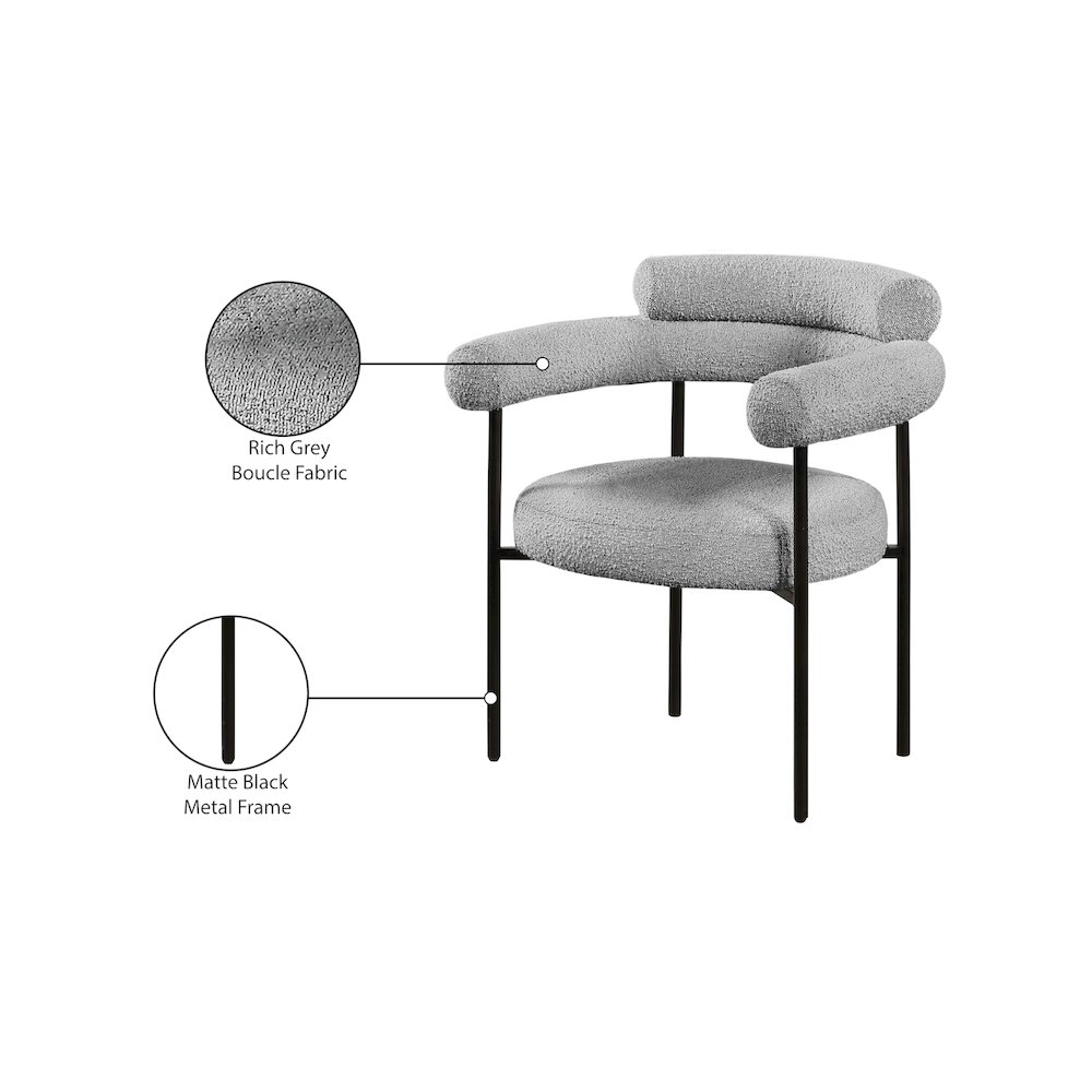Blake Grey Boucle Fabric Dining Chair, Set of 2. Picture 7