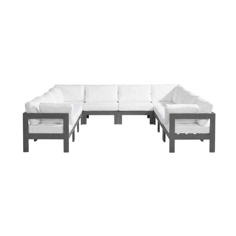 White Fabric Outdoor Modular Sectional With Contemporary Style. Picture 1