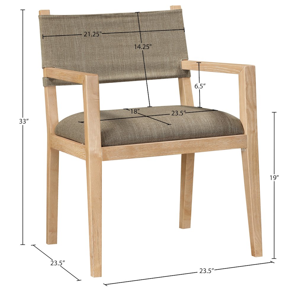 Avon Brown Linen Textured Fabric Dining Arm Chair. Picture 5