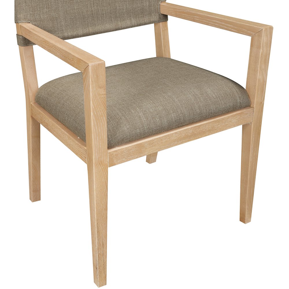 Avon Brown Linen Textured Fabric Dining Arm Chair. Picture 8