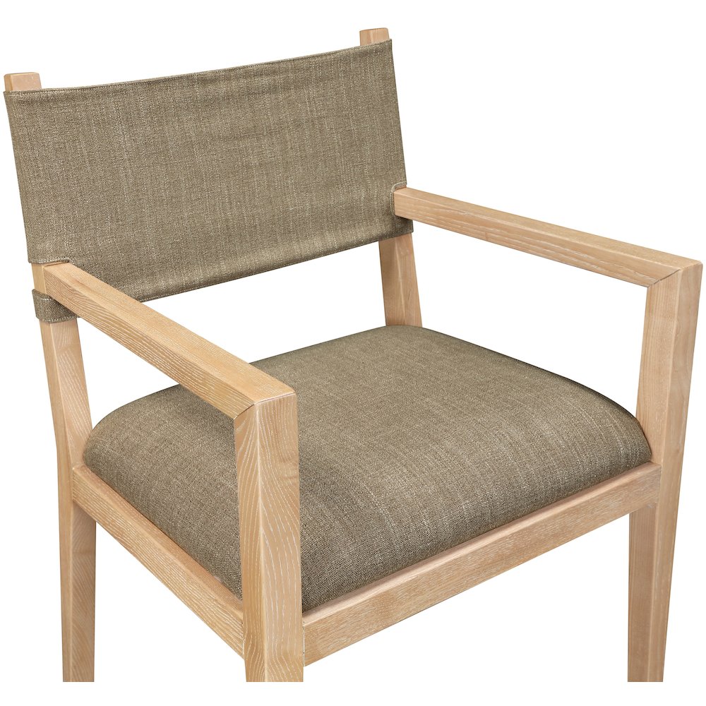 Avon Brown Linen Textured Fabric Dining Arm Chair. Picture 3