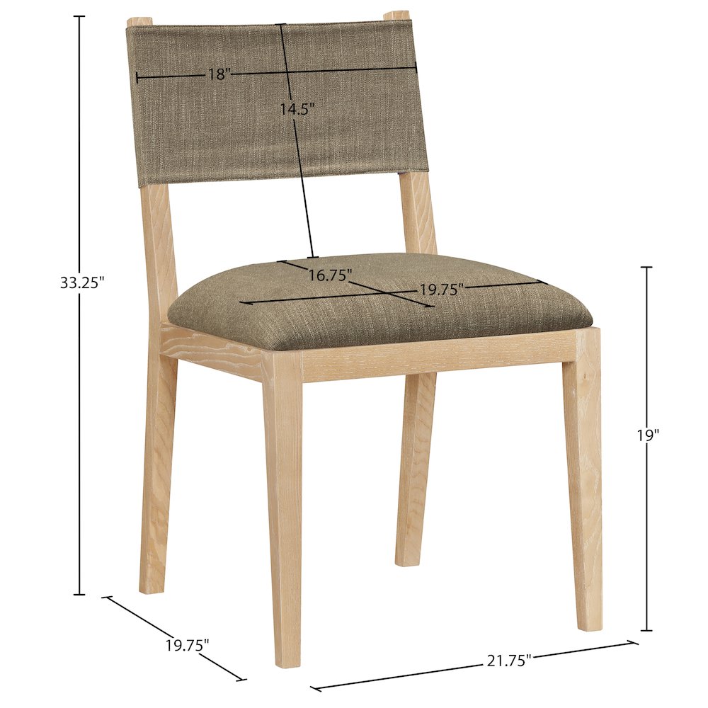 Avon Brown Linen Textured Fabric Dining Side Chair, Set of 2. Picture 10
