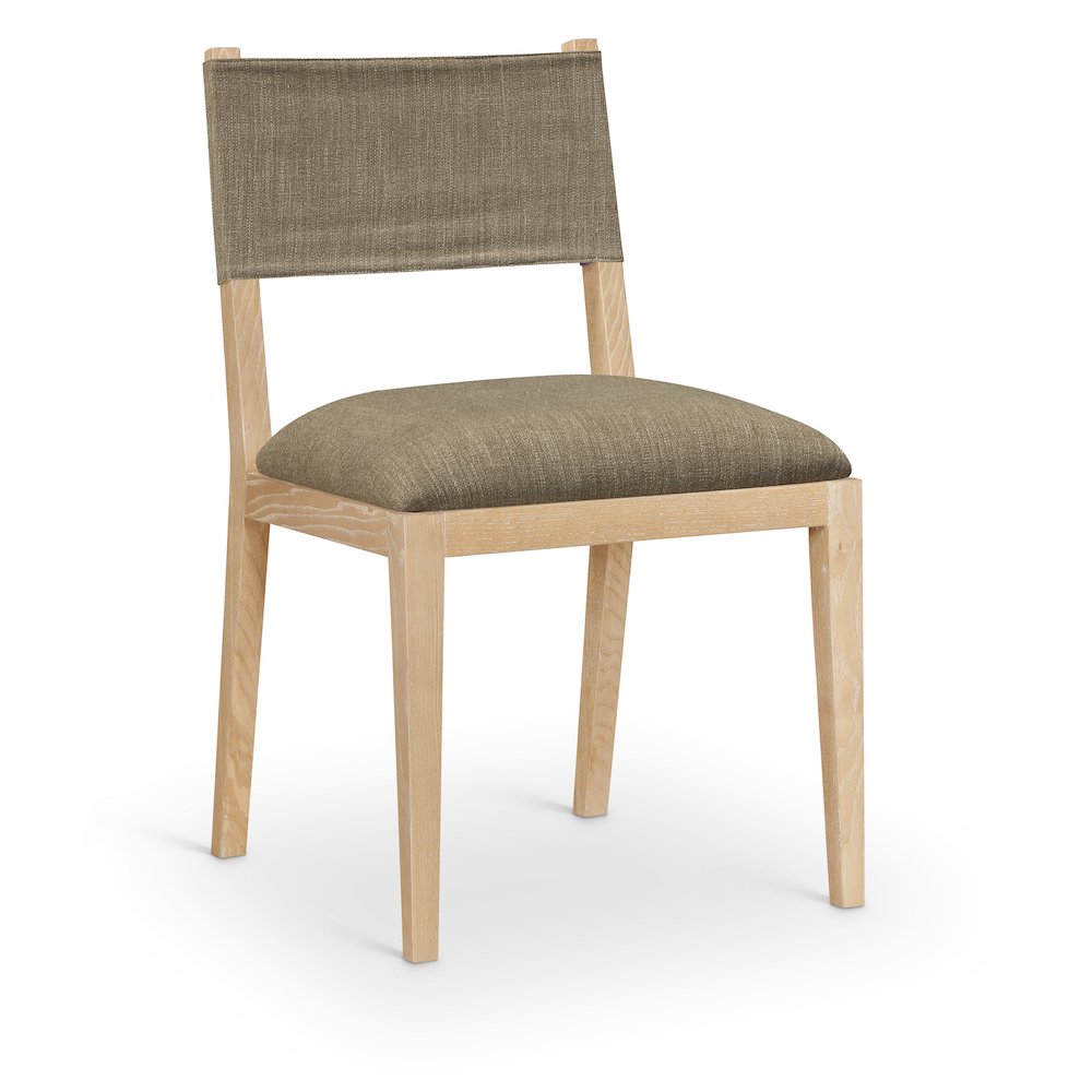 Avon Brown Linen Textured Fabric Dining Side Chair, Set of 2. Picture 2