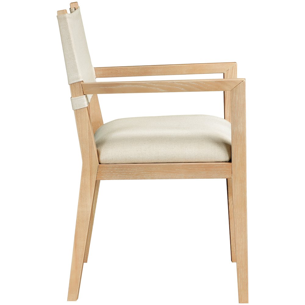 Avon Cream Linen Textured Fabric Dining Arm Chair. Picture 7