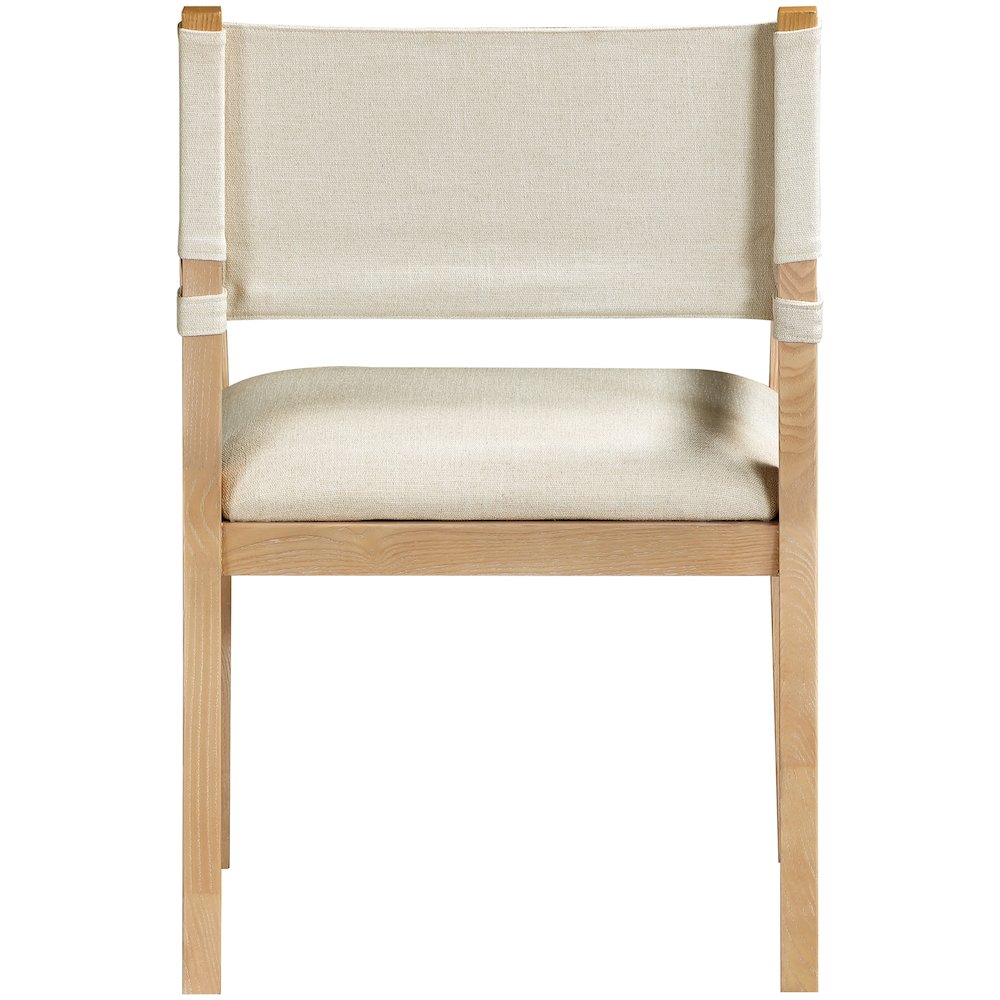 Avon Cream Linen Textured Fabric Dining Arm Chair. Picture 2
