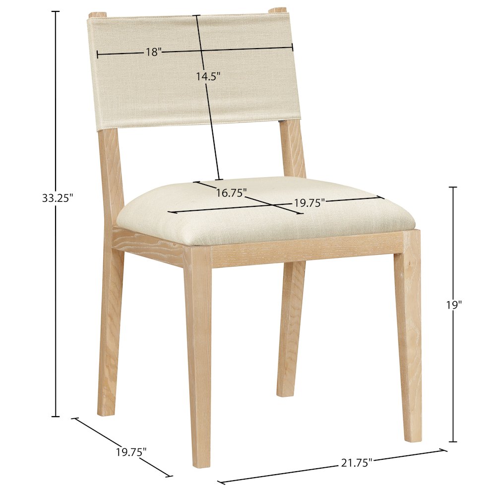 Avon Cream Linen Textured Fabric Dining Side Chair, Set of 2. Picture 10