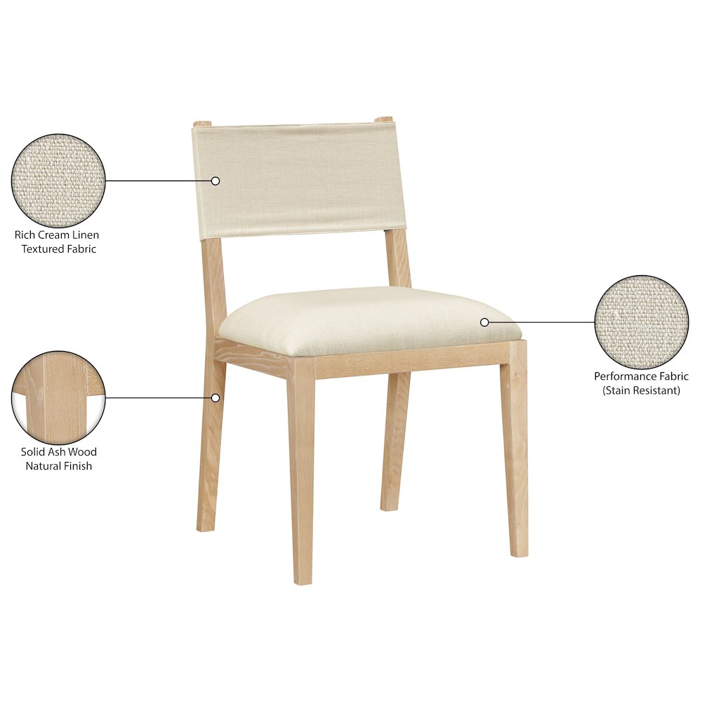 Avon Cream Linen Textured Fabric Dining Side Chair, Set of 2. Picture 11