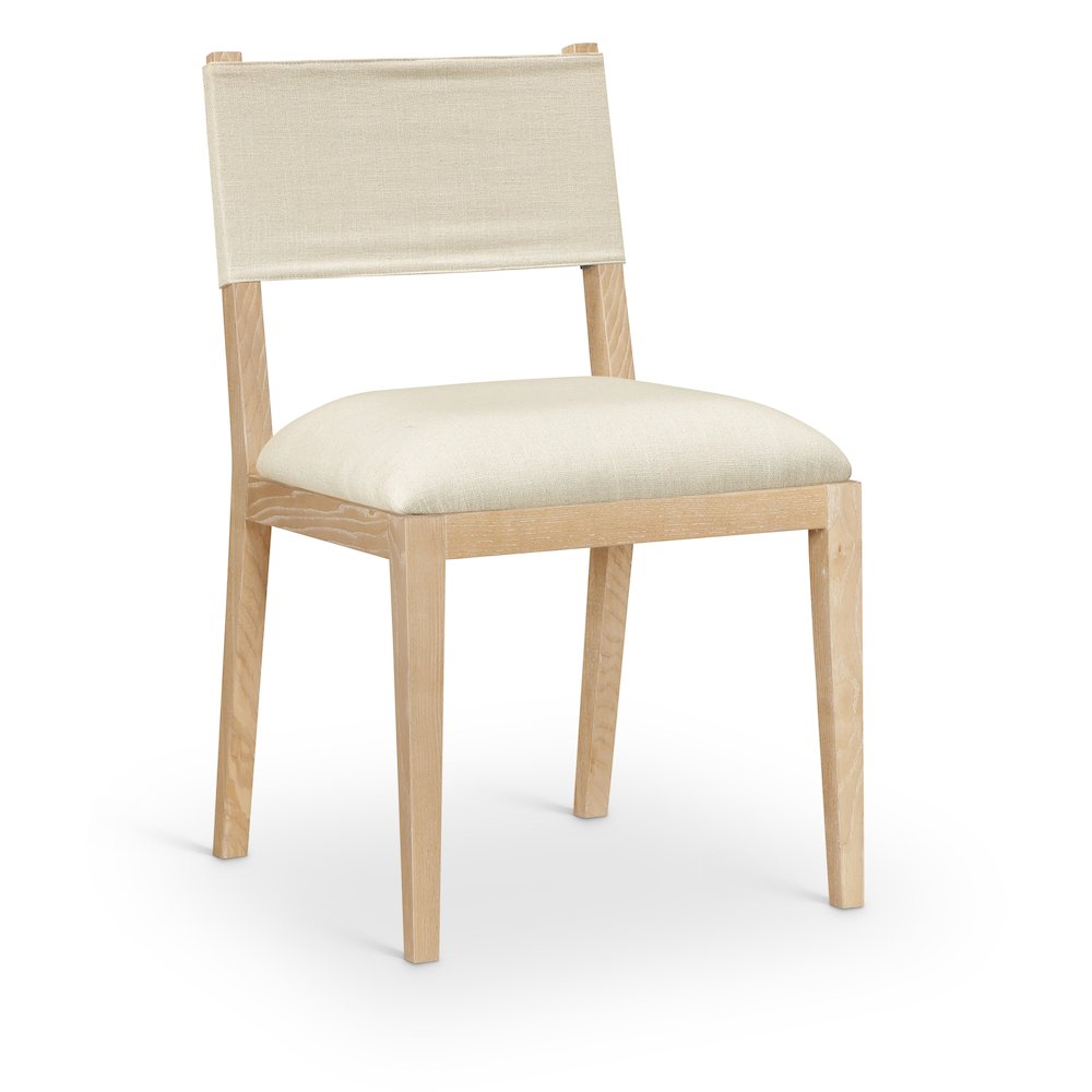 Avon Cream Linen Textured Fabric Dining Side Chair, Set of 2. Picture 2