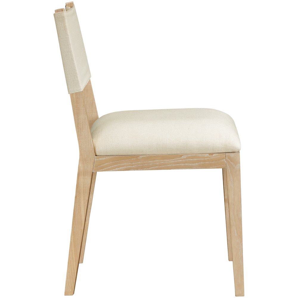 Avon Cream Linen Textured Fabric Dining Side Chair, Set of 2. Picture 3