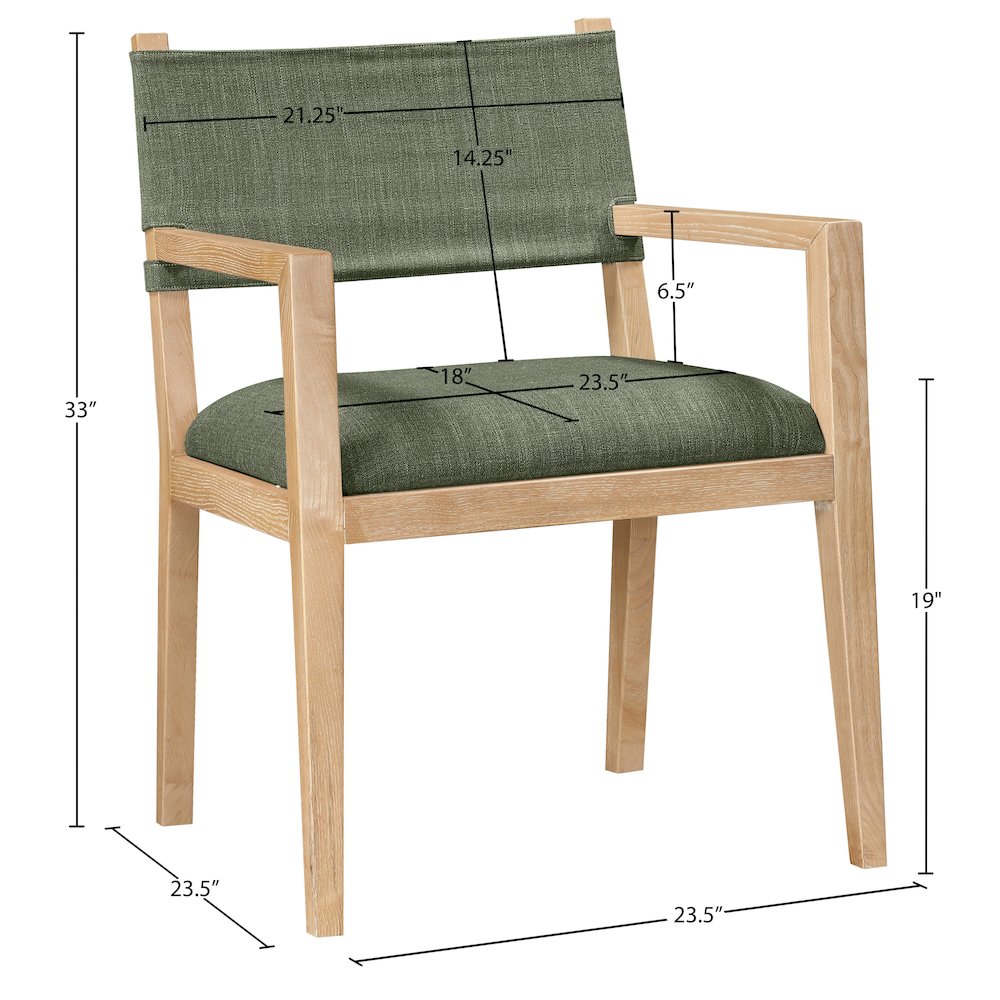 Avon Olive Linen Textured Fabric Dining Arm Chair. Picture 5