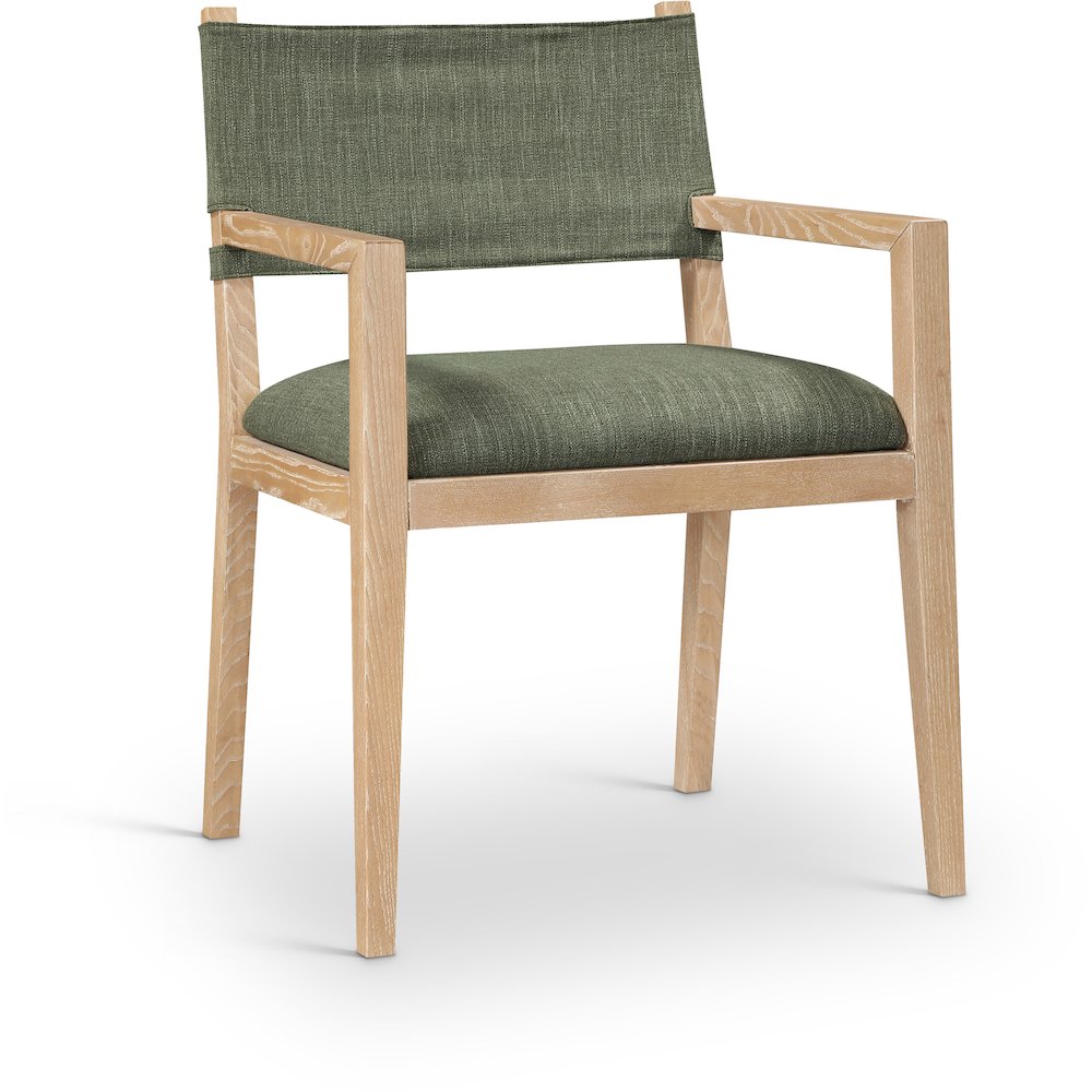 Avon Olive Linen Textured Fabric Dining Arm Chair. Picture 1