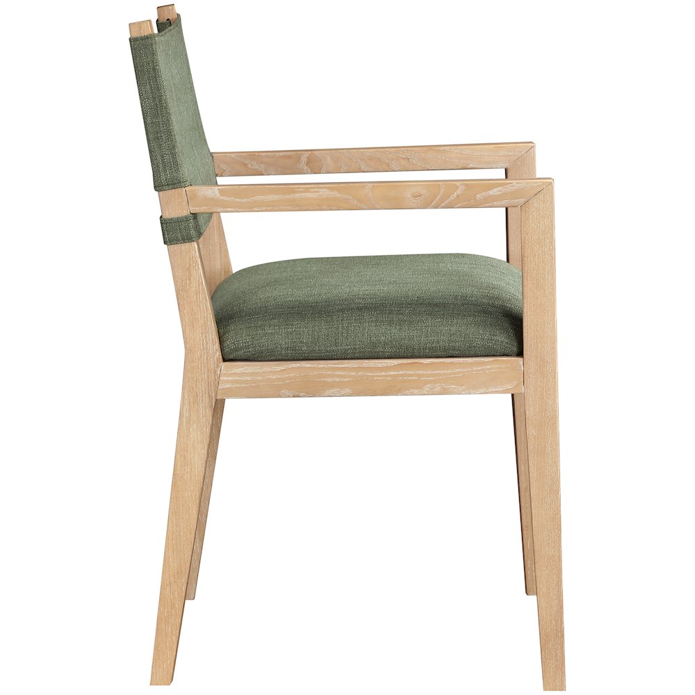Avon Olive Linen Textured Fabric Dining Arm Chair. Picture 7