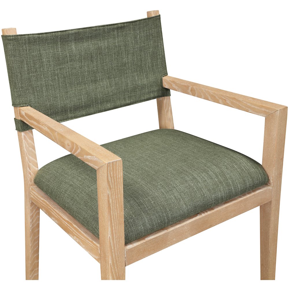 Avon Olive Linen Textured Fabric Dining Arm Chair. Picture 8