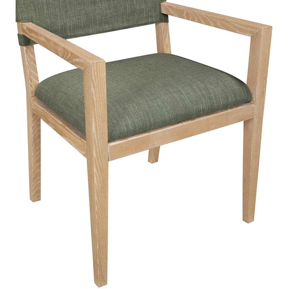 Avon Olive Linen Textured Fabric Dining Arm Chair. Picture 3