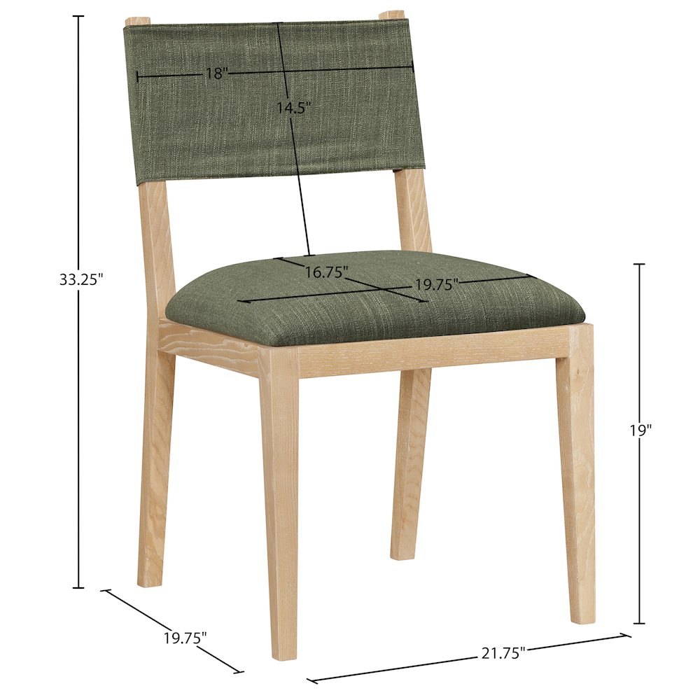 Avon Olive Linen Textured Fabric Dining Side Chair, Set of 2. Picture 10
