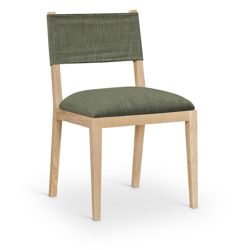 Avon Olive Linen Textured Fabric Dining Side Chair, Set of 2. Picture 2