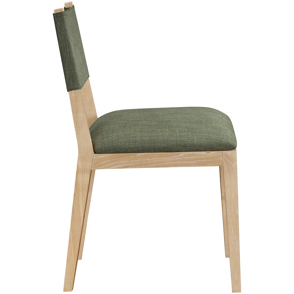 Avon Olive Linen Textured Fabric Dining Side Chair, Set of 2. Picture 3