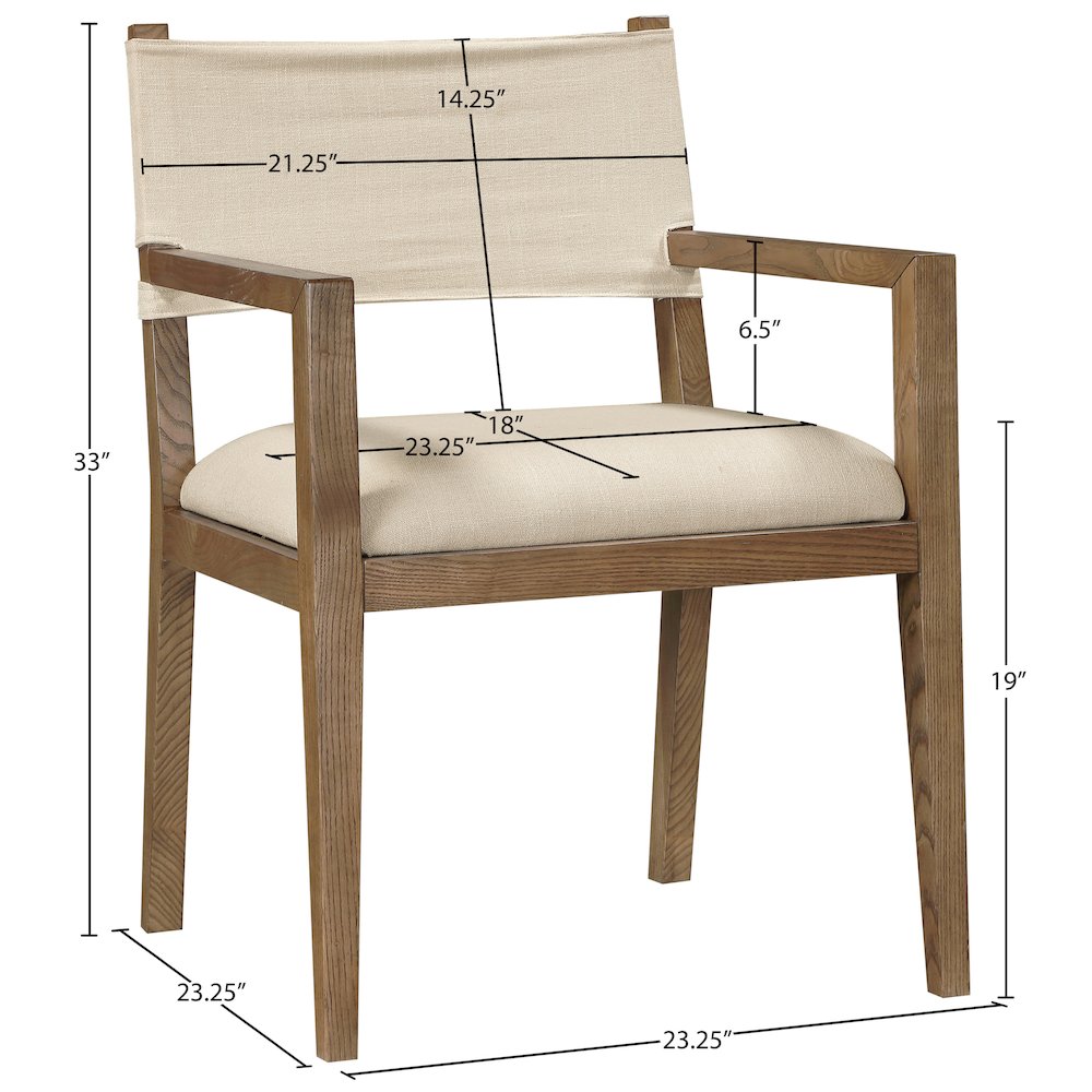 Avon Beige Linen Textured Fabric Dining Arm Chair. Picture 9