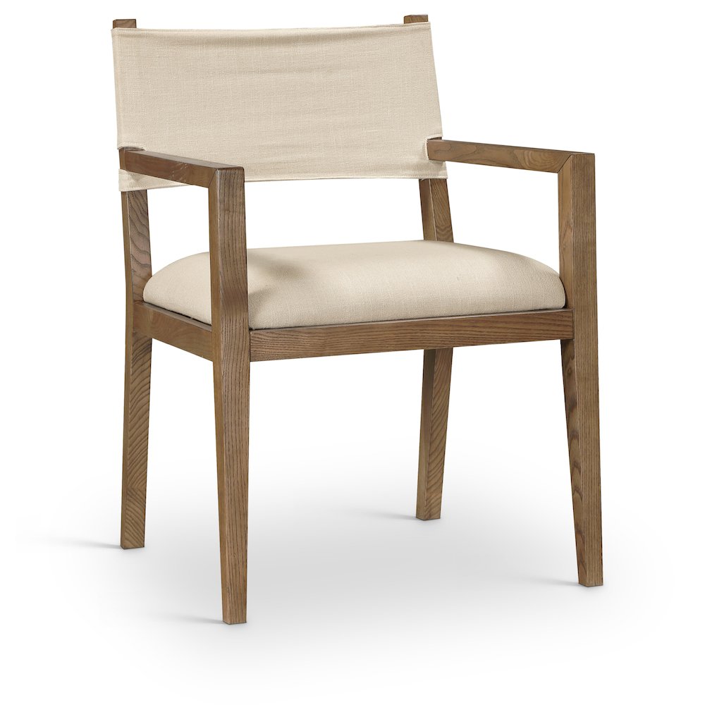 Avon Beige Linen Textured Fabric Dining Arm Chair. Picture 1
